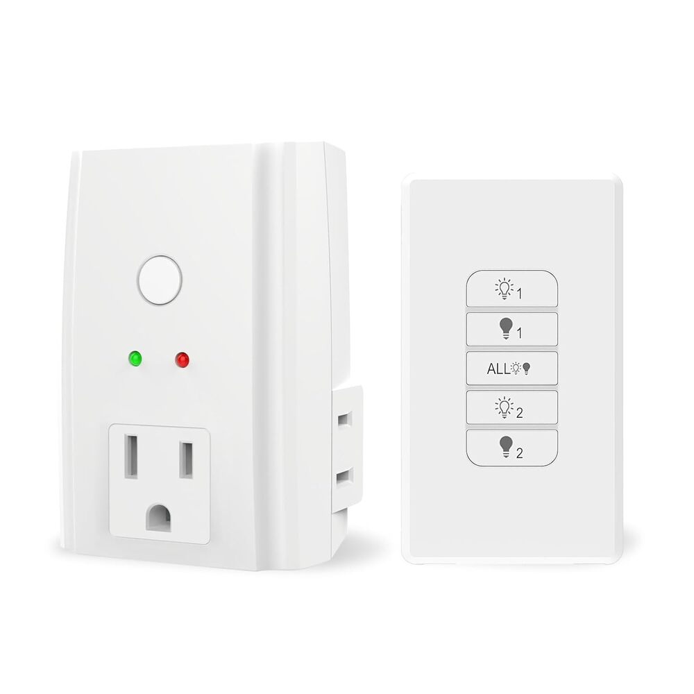 Lot of 2 Tiffcofio Indoor Remote Control Socket W/ Remote RF2066 White